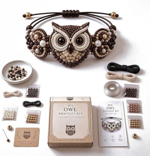 RYCHEENI DIY Beaded Bracelet Kit for Adults, Beginner Jewelry Making Craft Set with Instruction Guide, 3D Animal Beadwork Project, Complete Supplies for Women and Craft Lovers (Owl) by RYCHEENIEVCharger