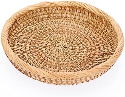 Hipiwe Small Woven Wicker Basket - 7.6" Round Entryway Organizer for Keys by Hipiwe