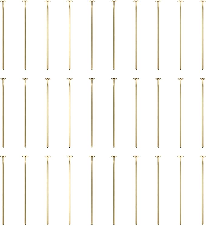 HARFINGTON 100pcs Flat Head Pins 0.94" 24mm Needles Bulk for Earring Pendant Necklace Bracelet Charm Jewelry Making Findings DIY Craft, 18K Gold