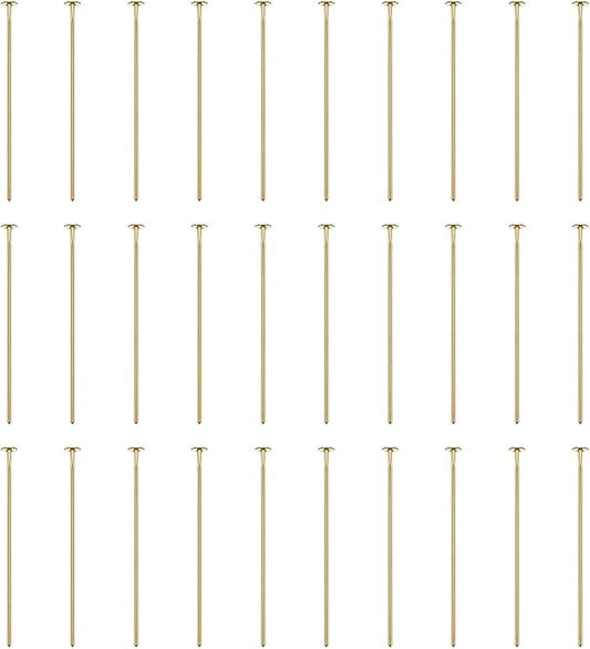 HARFINGTON 100pcs Flat Head Pins 0.94" 24mm Needles Bulk for Earring Pendant Necklace Bracelet Charm Jewelry Making Findings DIY Craft, 18K Gold