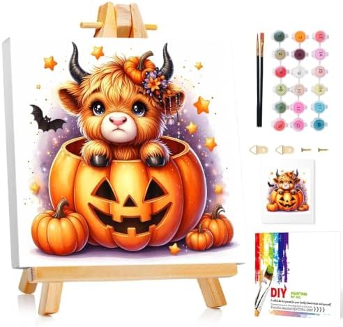 Mandun Halloween Cow Paint by Numbers Kit for Kids, 8x8 inch by MANDUN