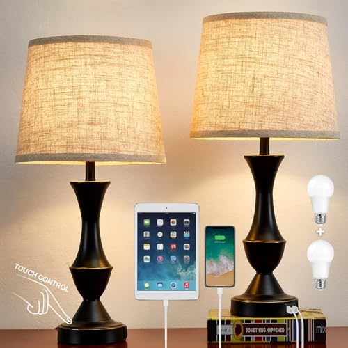 Luvkczc Upgraded Touch Table Lamps Set of 2, 22" Tall Bedside Lamps by Luvkczc