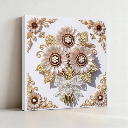 5D DIY Pearl Painting with Frame Floral Theme Handmade Healing Home Wall Decoration Creative 9.84x9.84in Tools -Flower-3 - Image 6