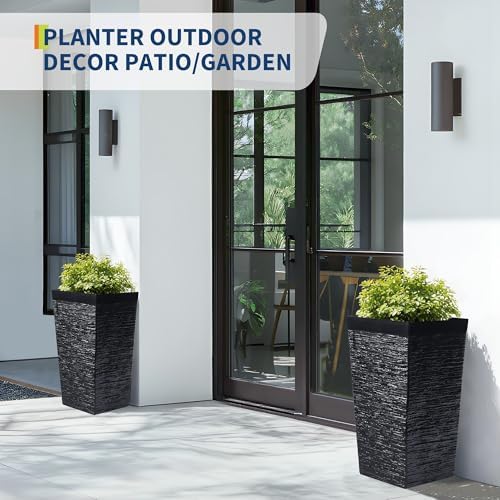 Garvee 22.5" Tall Outdoor Planters Set of 2, Self Watering Tall Planters - Image 4