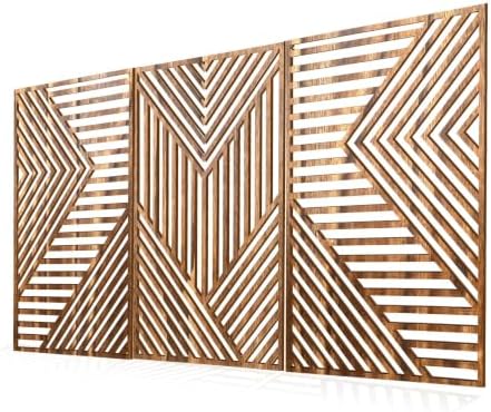 Motivilla Wood Wall Art Set of 3, Dark Geometric Decor for Living Room - Image 2