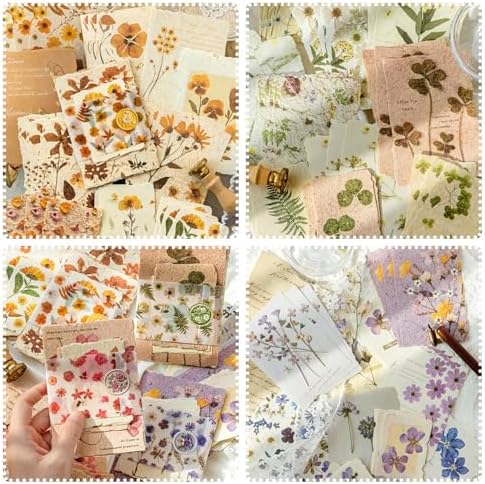 120 Pcs Floral Textured Scrapbook Paper Junk Journal Supplies Stationery by Unknown