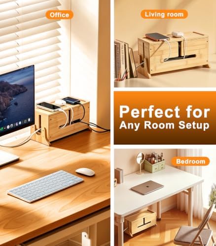 TiMOVO Wood Cable Management Box with Removable Magnetic Lid & Support Legs - Image 6