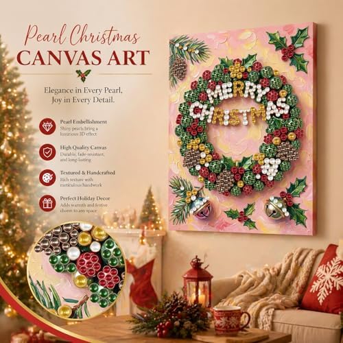 DIY Pearl Painting with Frame Christmas Creative Design, Handmade Healing Home Wall Decoration, 11.81X15.75in (Tools Included)-Wreath - Image 5