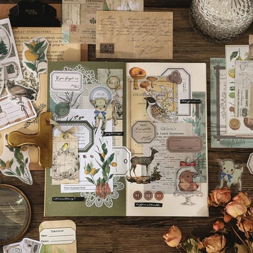 Vintage Scrapbook Supplies Pack for Adults, Decorative Nature Retro Paper Stickers Collection for Journal DIY Arts Crafts Album Bullet Journals Planners (Nature) - Image 5