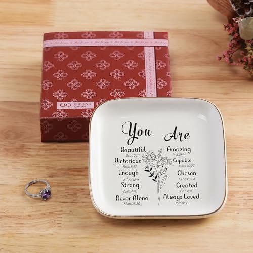 PUDDING CABIN Christian Gifts for Women Religious Scripture Jewelry Dish Bible Verse Tray - Image 6