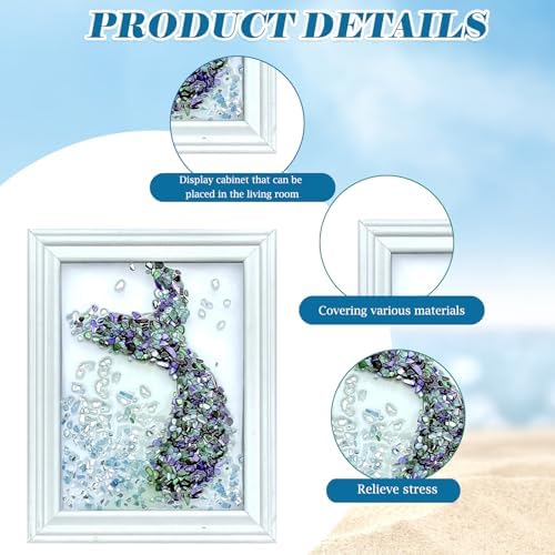 CIYOJA Sea Glass Stained Glass Kit Mermaid Tail – DIY Craft Kit for Adults Women, Mosaic Art Resin Craft Kit with Crushed Seaglass, Beach Frame Artwork for Home Décor, Christmas Adult Craft Kits - Image 5