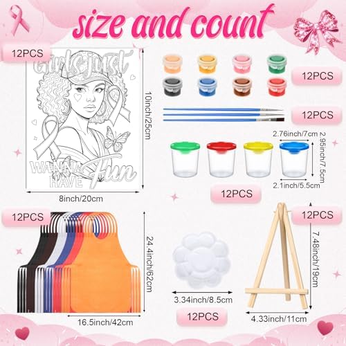 Sherr 96 Pcs 12 Set Pre Drawn Canvas Painting Kits, Breast Cancer - Image 2