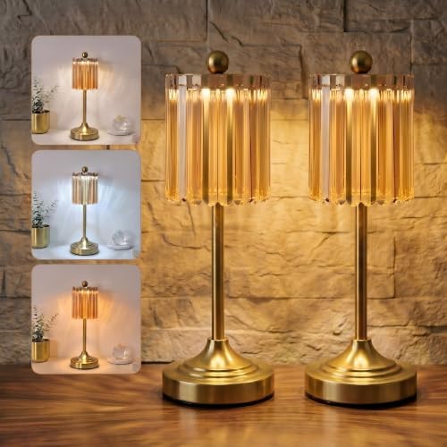 Small Vintage Cordless Table Lamp (Amber-01, 2 Pack) by Unknown
