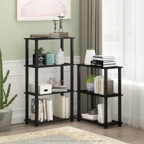 Furinno TURN-S-TUBE Storage Shelves, 3-Tier Book Shelf, Corner Shelf, Toolless Open Shelves, for Organization and Storage, Living Room, Garage, Home Office, Espresso - Image 2
