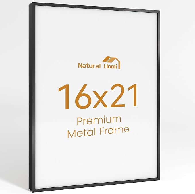 16x21 Aluminum Metal Picture Frame,Tempered Glass Black Photo Frame 16x21 for Family Photo,Posters,Art,Document to Wall Mount Horizontally or Vertically
