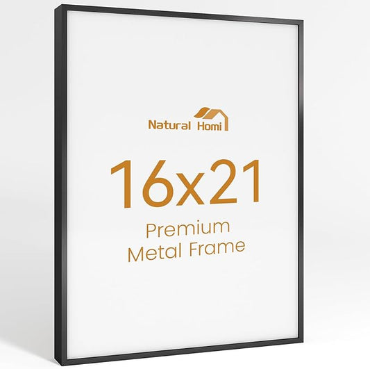16x21 Aluminum Metal Picture Frame,Tempered Glass Black Photo Frame 16x21 for Family Photo,Posters,Art,Document to Wall Mount Horizontally or Vertically