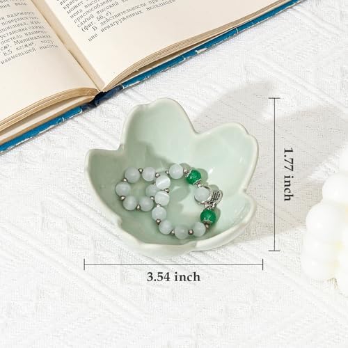 Koythin Single Green Floral Ceramic Jewelry Ring Dish - Image 2