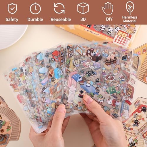 Girls 3D Miniature Scene Stickers, 20 Sets DIY House Stickers, DIY Sticker Scene, Cute 3D Cartoon Sticker Scenes for Adult Kids Relief Stress Pass The Time - Image 2