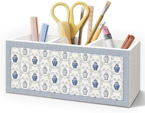Blue and White Chinoiserie Pen Pencil Holder for Desk by Unknown