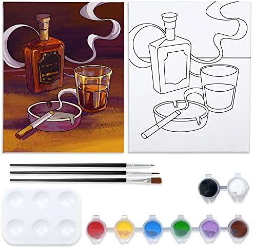 Nuberlic 8x10 Canvas Painting Kit Pre Drawn Canvas for Painting for Adults Sip and Paint Kit for Adult's Date Night Party Favor Outdoor Acitivities Supplies by Nuberlic