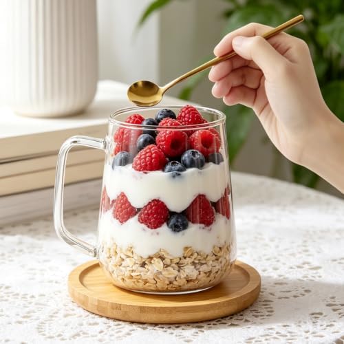 Large Glass Coffee Mugs with Spoons, 20 oz Glass Coffee Cups Set of 2, Clear Borosilicate Glass Mugs with Handles for Cappuccino, Tea, Latte, Hot/Cold Beverages, Wine, Americano - Image 7