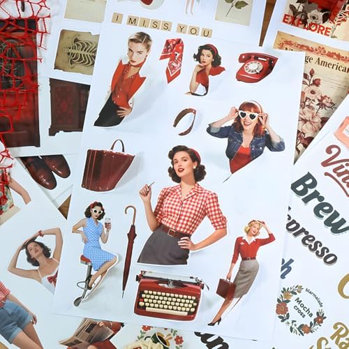 Snycler Sticker Book - 20 Sheets Vintage PET Stickers for Scrapbooking, Junk Journaling, Ephemera, and Decorative Crafts-Vintage and Contemporary - Image 5