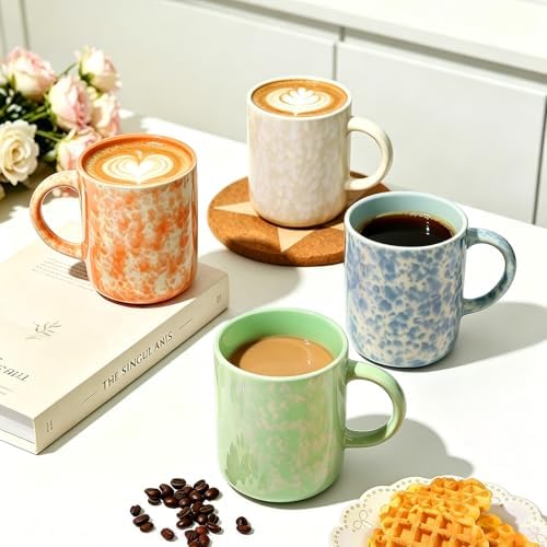 MONITO 17oz Ceramic Coffee Mugs Set of 4, Modern Coffee Cup Set with Handle - Image 2