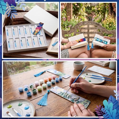 Kosiz 12 Pcs Night Landscape Paint by Number Kit for Adult Wood Bookmark - Image 5