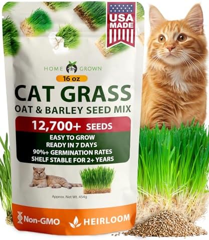 HOME GROWN Cat Grass Seeds 16 oz, Oat & Barley Mix, Easy to Grow by HOMEGROWN