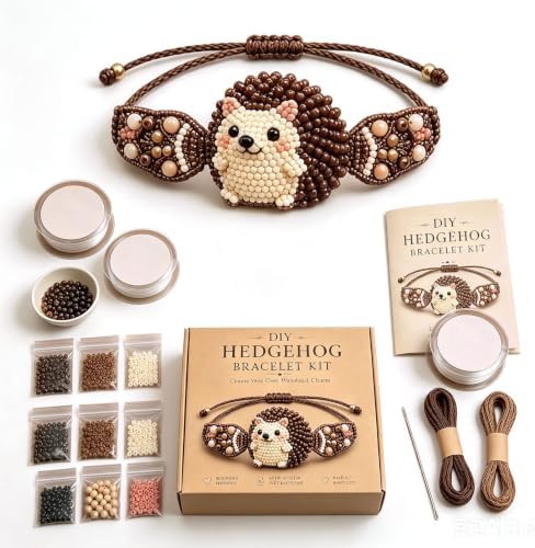 RYCHEENI DIY Beaded Bracelet Kit for Adults, Beginner Jewelry Making Craft Set with Instruction Guide, 3D Animal Beadwork Project, Complete Supplies for Women and Craft Lovers (Hedgehog) by RYCHEENIEVCharger