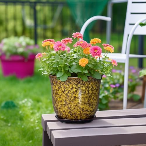 Ceramic Planter, 8 Inch Plant Pot for Indoor Plants, Yellow - Image 4