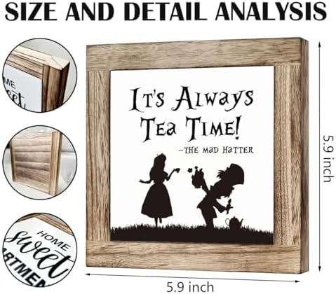 Wooden Box Signs for Home Decor, Farmhouse Wood Sign, Decorative Wooden Table Decors, Tea Lover Friend Gift, It's Always Tea Time Sign - Image 2