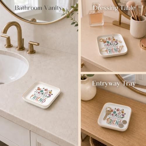 Best Friend Birthday Gifts for Women, Ceramic Wildflowers Jewelry Dish - Image 6