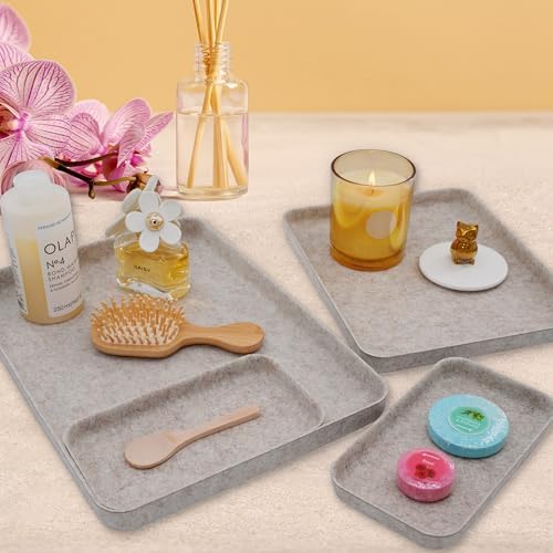 Welaxy Felt Nightstand Organizer 4pc Oatmeal Entryway Caddy DND Dice Tray - Image 4