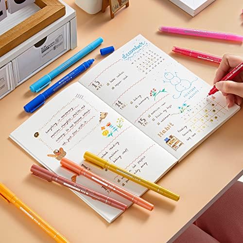 12 Colors Curve Highlighter Pens Set, 10 Different Shapes Dual Tip Markers, Cool Pens for Journal Planner Scrapbook Office Supplies - Image 5