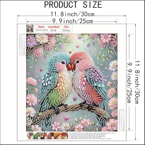Two Birds Special Shape 5D Diamond Art Painting Kits for Adults 12 x 12inch - Image 5
