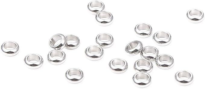 Stainless Steel Spacer Beads 5x2mm Rondelle Loose Charm Caps Beads for DIY Jewelry Making 100pcs with 3mm Hole