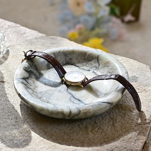 Natural Cold Emerald Marble Ring Dish Jewelry Tray – 5.5" Trinket Dish - Image 4