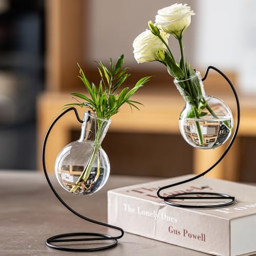 Desktop Glass Plant Propagation Station with Metal Stand,Tabletop Plant Terrarium,Hydroponics Vase for Propagating Hydroponic Office Garden Home Decor, for Weddings, Centerpieces (6) - Image 4