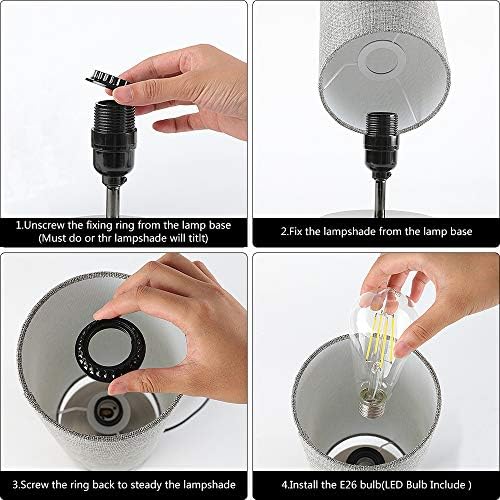 Haian Support 3-Way Dimmable Touch Control Table Lamp with USB Charging Port Set of 2,Modern Nightstand Bedside Desk Lamp with Grey Fabric Lampshade for Living Room,Bedroom,Study Room,LED Bulb Include - Image 4