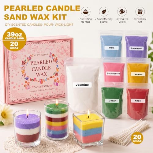 SCENTORINI Pearled Candle with 20 Wicks, 39oz Scented Candle Sand, 7 Scents - Image 2