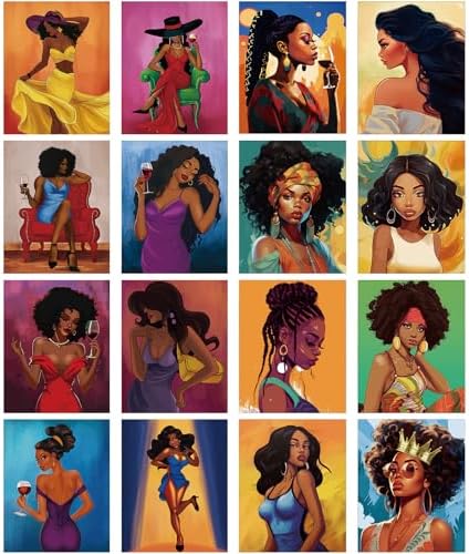 AmazingSpark 16 Pcs Pre Drawn Canvas to Paint for Adults Black Girl by Unknown