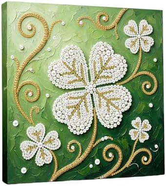 LQCrafK DIY Pearl Art Painting Handcraft Kit for Adults Beginners with Tools and Framed Painting, Creative Design,Self-Adhesive, Healing Stress-Relieving Home Wall Decoration-Four-Leaf Clover by LQCrafK