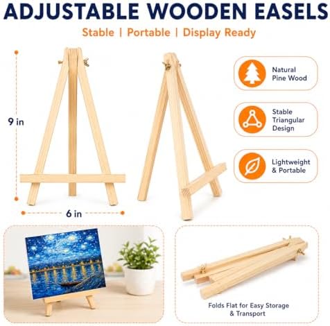 8 Pack 8 x 10 Inch Canvas Boards for Painting, Art Canvas Bulk for Drawing with Paint Brushes & 12 Colors Acrylic Paint, Mini Painting Canvas with Easel Set, Painting Kits for Adults Party Supplies - Image 6