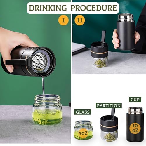 Glass Teapot With Infuser, Travel Tea Mug, Portable Tea Infuser Bottle 15OZ - Image 4
