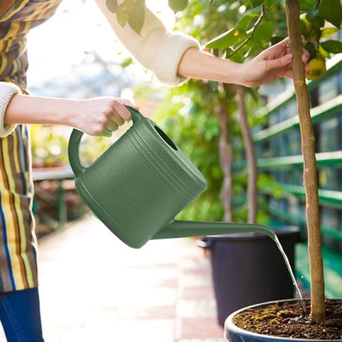 Hand Plastic Watering Can for Home Plant Garden - with Long Stem - 1/4 Gallon - Green - Image 5