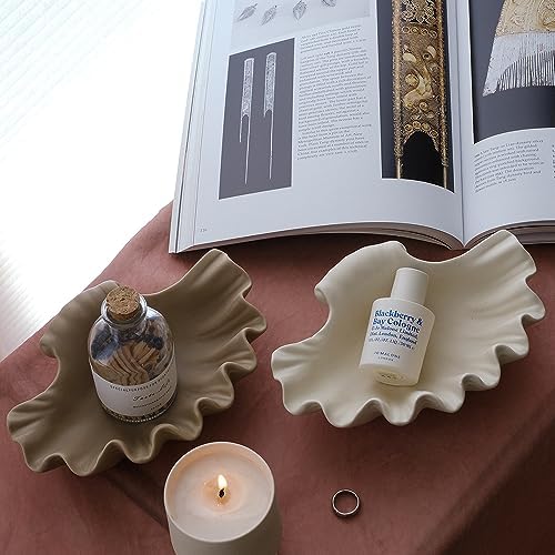 WENSHUO Ocean Shell Ceramic Decorative Bowl, Jewelry Dish for Rings, Trinkets, Crème (Matte Crème) - Image 6