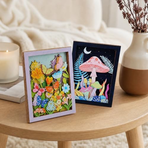 Temlum 3pcs Wooden Painting Crafts Kit for Adults, Layered Wood Art - Image 6