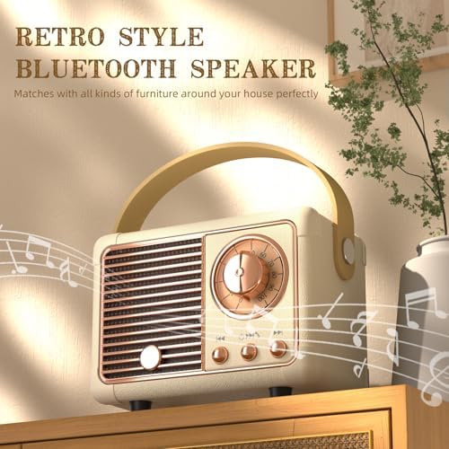 Retro Speaker Mini Vintage Bluetooth Speaker Gifts for Women,Girls Beige - Image 7