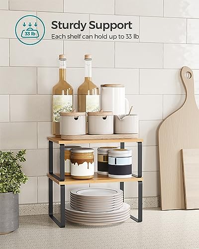 SONGMICS Cabinet Organizer Shelf, Set of 2 Spice Rack, Kitchen Storage - Image 5